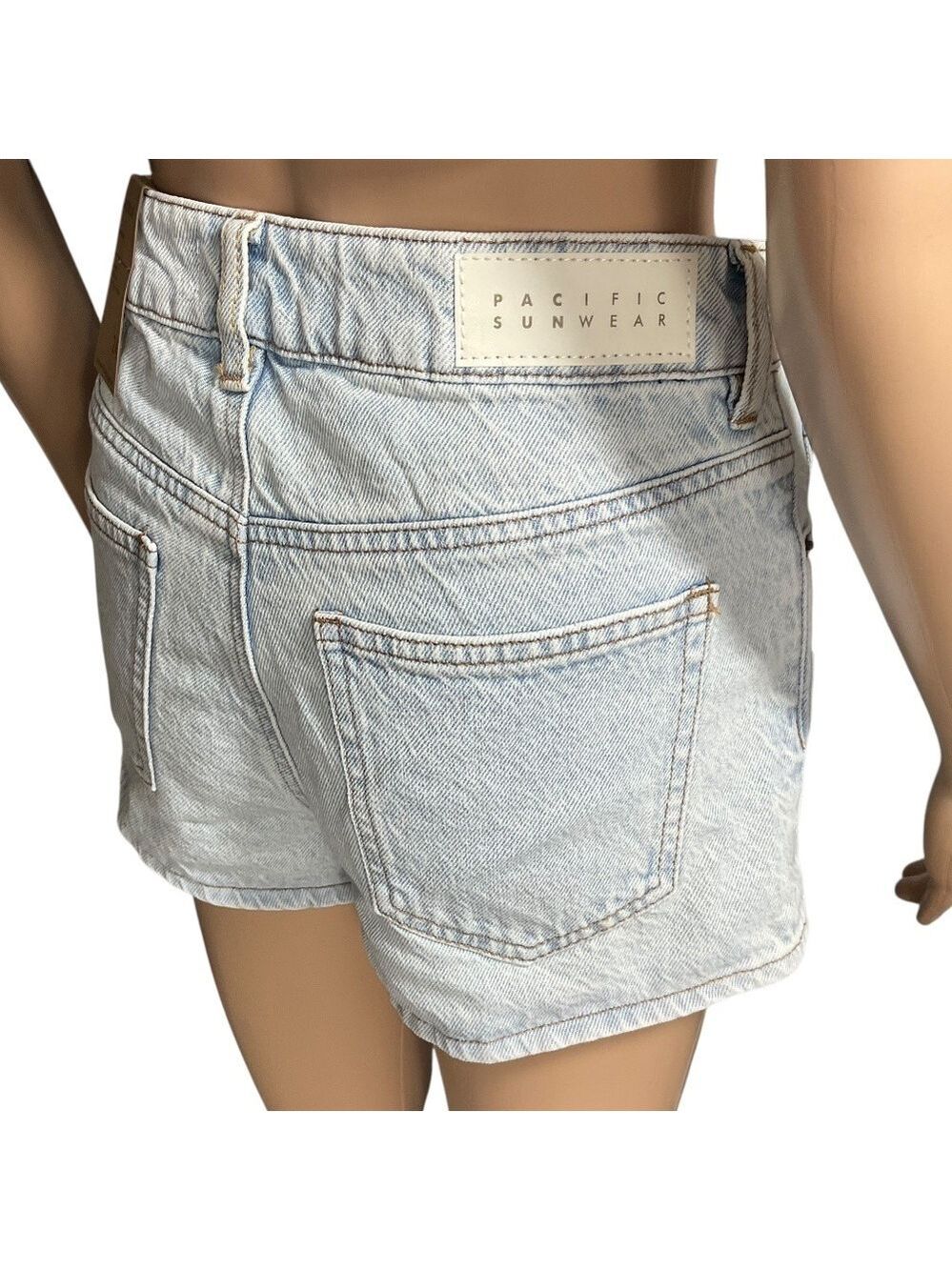 PacSun Mom Short Size 24 Shorts High Rise Light Wash Denim NWT Pacific Sunwear - Picture 7 of 15